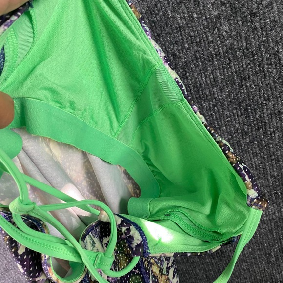 Lululemon Tank Top 4 Dancing Warrior Floral Print Purple Green Strappy Workout - Picture 7 of 11